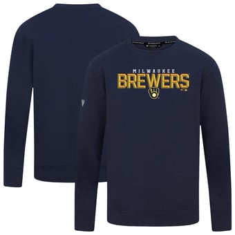 Men's Levelwear  Navy Milwaukee Brewers Mandate Carve Tri-Blend Sweatshirt