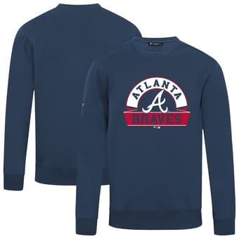 Men's Levelwear  Navy Atlanta Braves Zane Banner Arch Sweatshirt