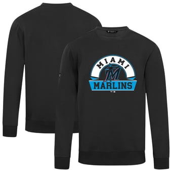 Men's Levelwear  Black Miami Marlins Zane Banner Arch Sweatshirt