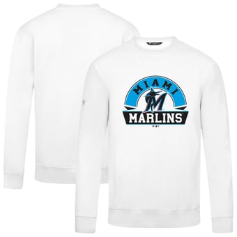 Men's Levelwear  White Miami Marlins Zane Banner Arch Sweatshirt
