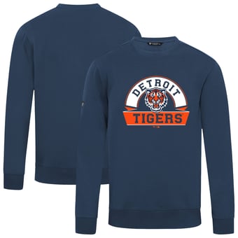 Men's Levelwear  Navy Detroit Tigers Zane Banner Arch Sweatshirt