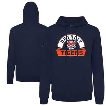 Men's Levelwear  Navy Detroit Tigers Podium Banner Arch Hoodie