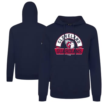 Men's Levelwear  Navy Cleveland Guardians Podium Banner Arch Hoodie