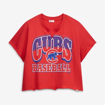 Women's '47  Red Chicago Cubs Plus Size Win Big Oversized Notch-Neck T-Shirt