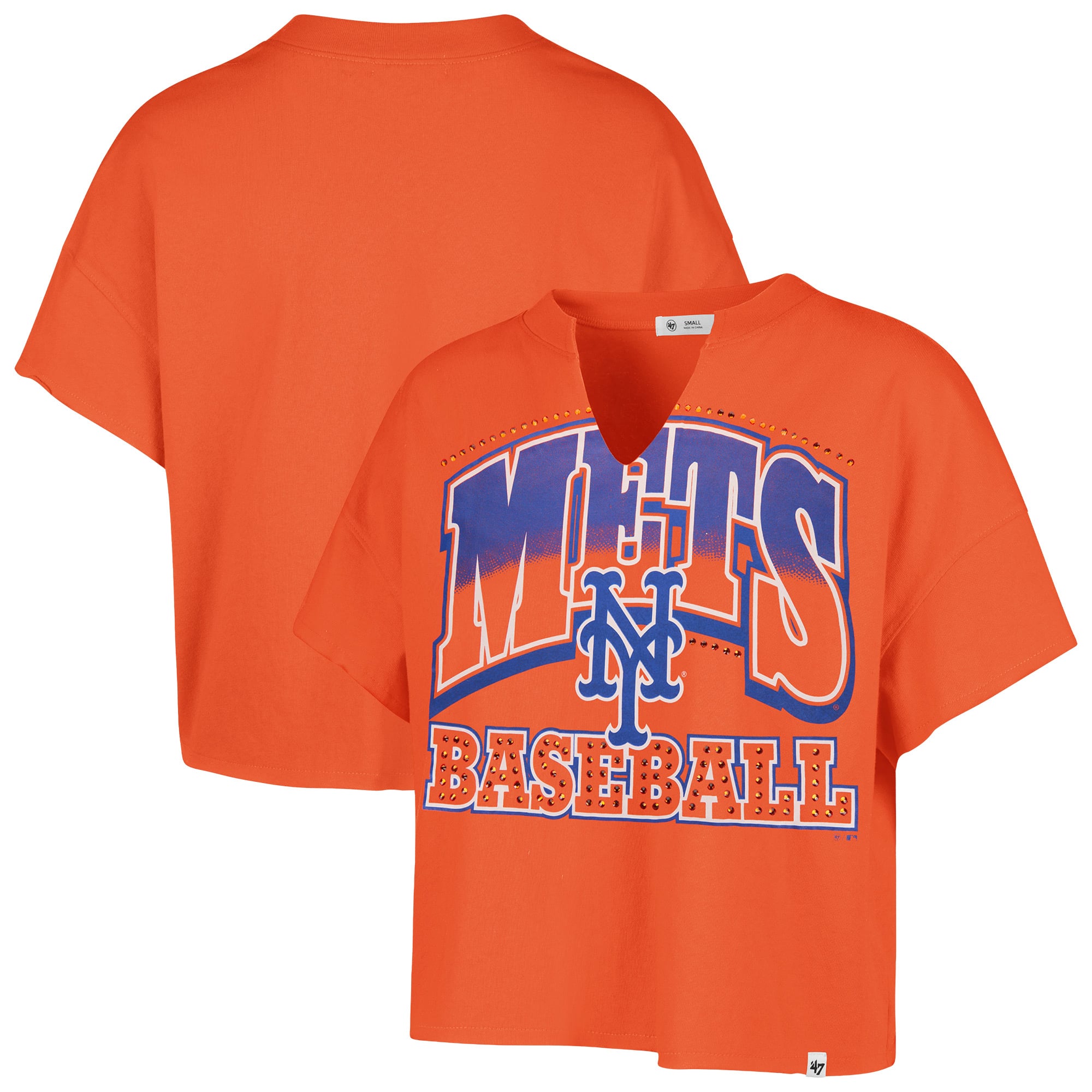 Women's '47  Orange New York Mets Plus Size Win Big Oversized Notch-Neck T-Shirt