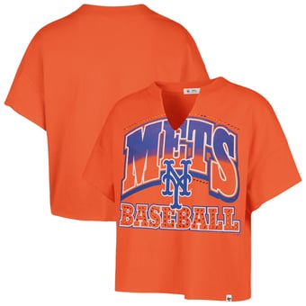 Women's '47  Orange New York Mets Plus Size Win Big Oversized Notch-Neck T-Shirt