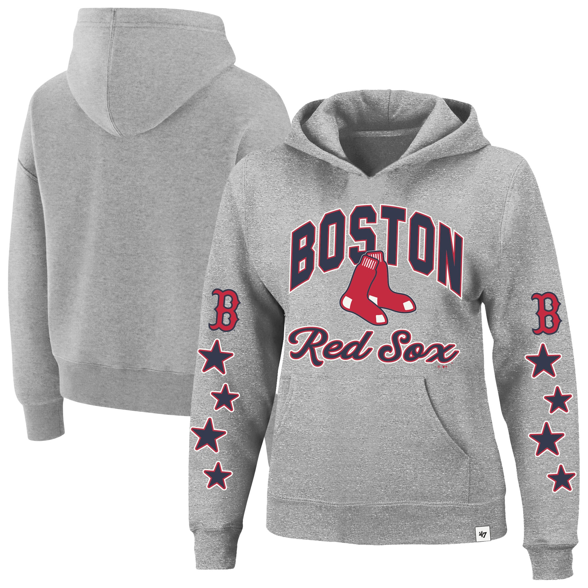 Women's '47  Heather Gray Boston Red Sox Plus Size Starry Eye Hoodie