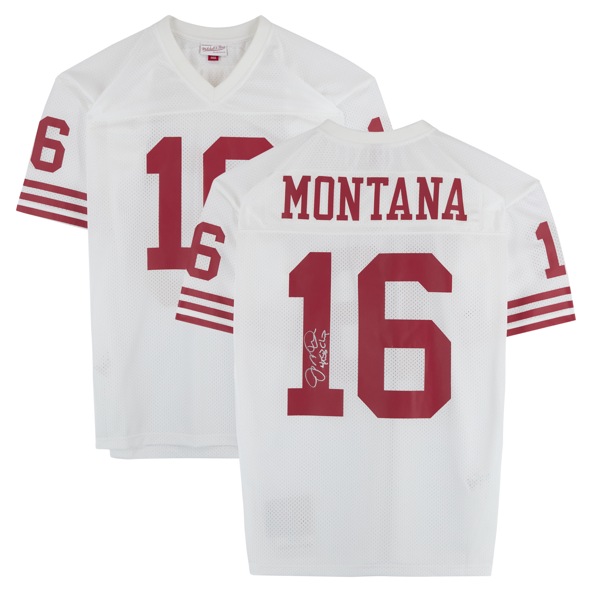 Joe Montana San Francisco 49ers Autographed White Mitchell & Ness Authentic Jersey with "4x SB Champ" Inscription