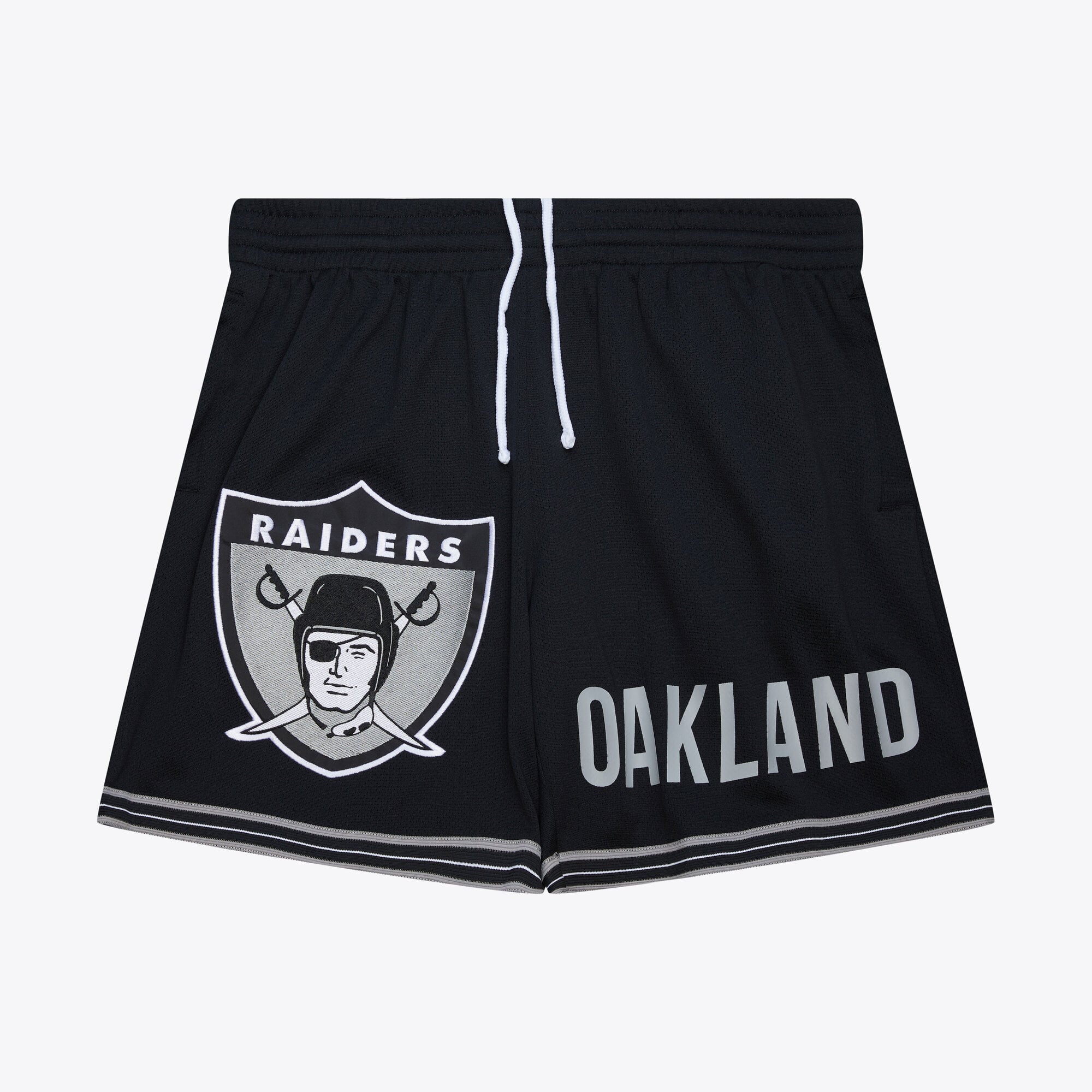 Short de match avec logo Mitchell & Ness en maille Team Origins 18 cm des Oakland Raiders - Logo vintage
