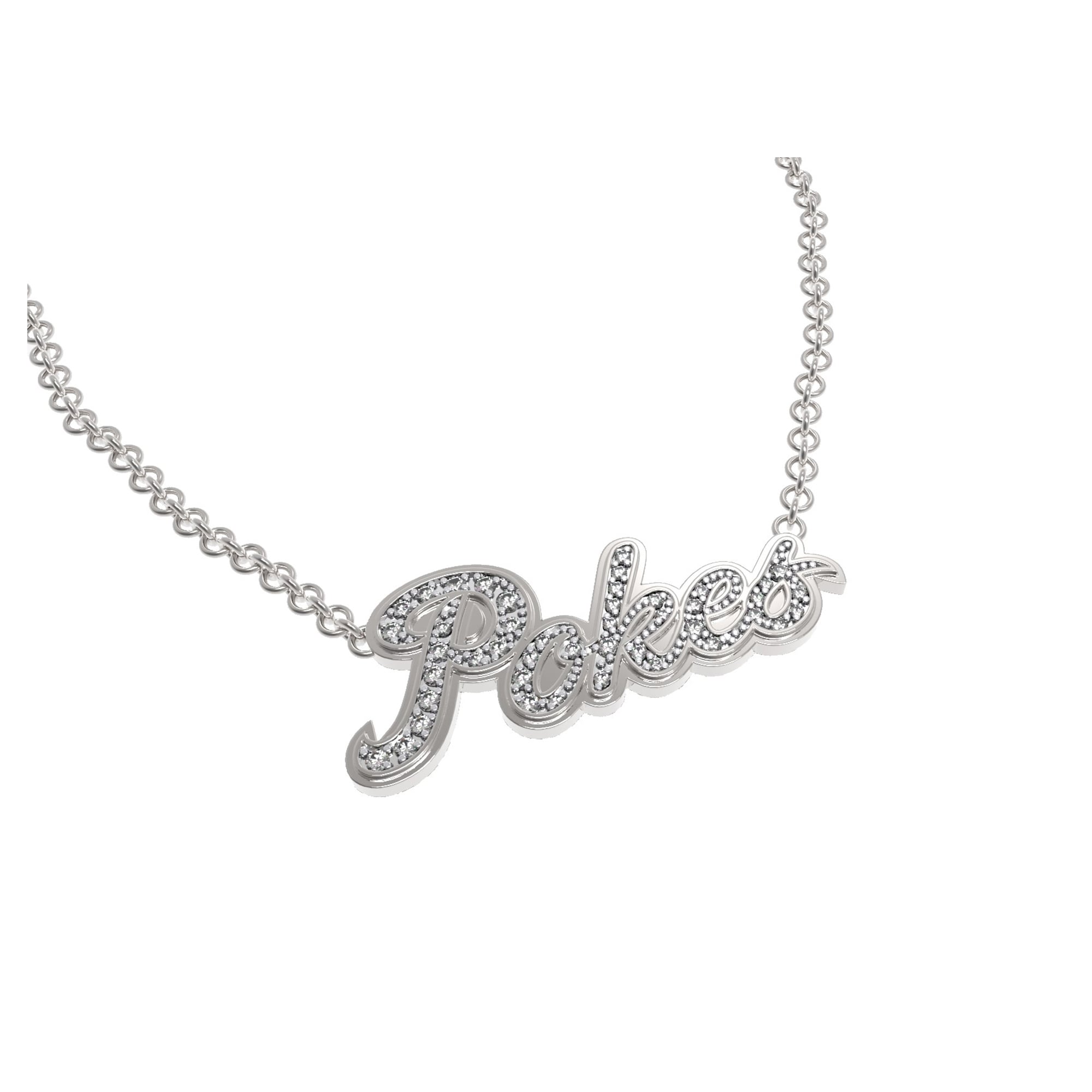 FanDrip Silver Oklahoma State Cowboys Diamond Pendant Necklace with 18" Chain