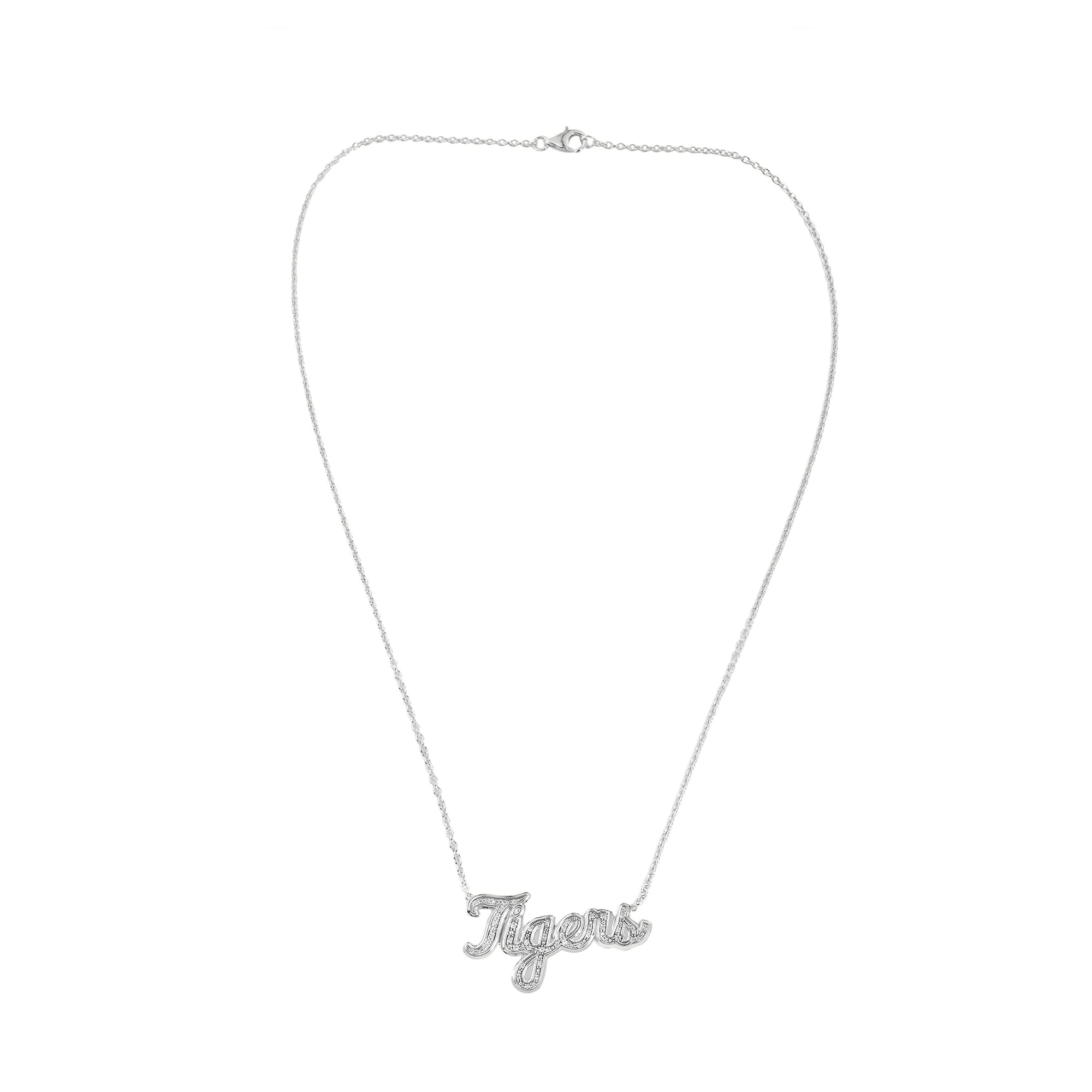 FanDrip Silver Clemson Tigers Diamond Pendant Necklace with 18" Chain