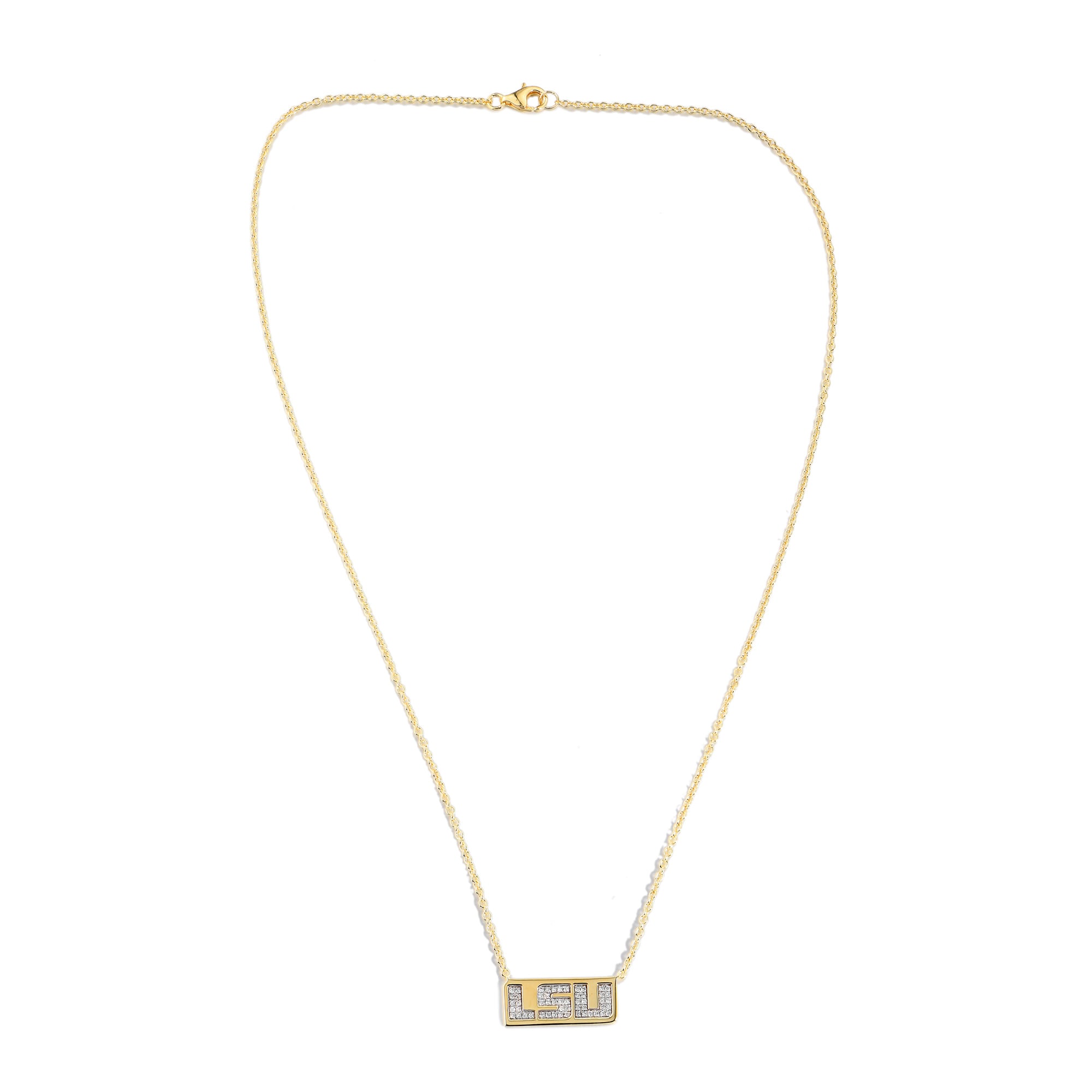 FanDrip Gold LSU Tigers Diamond Pendant Necklace with 18" Chain