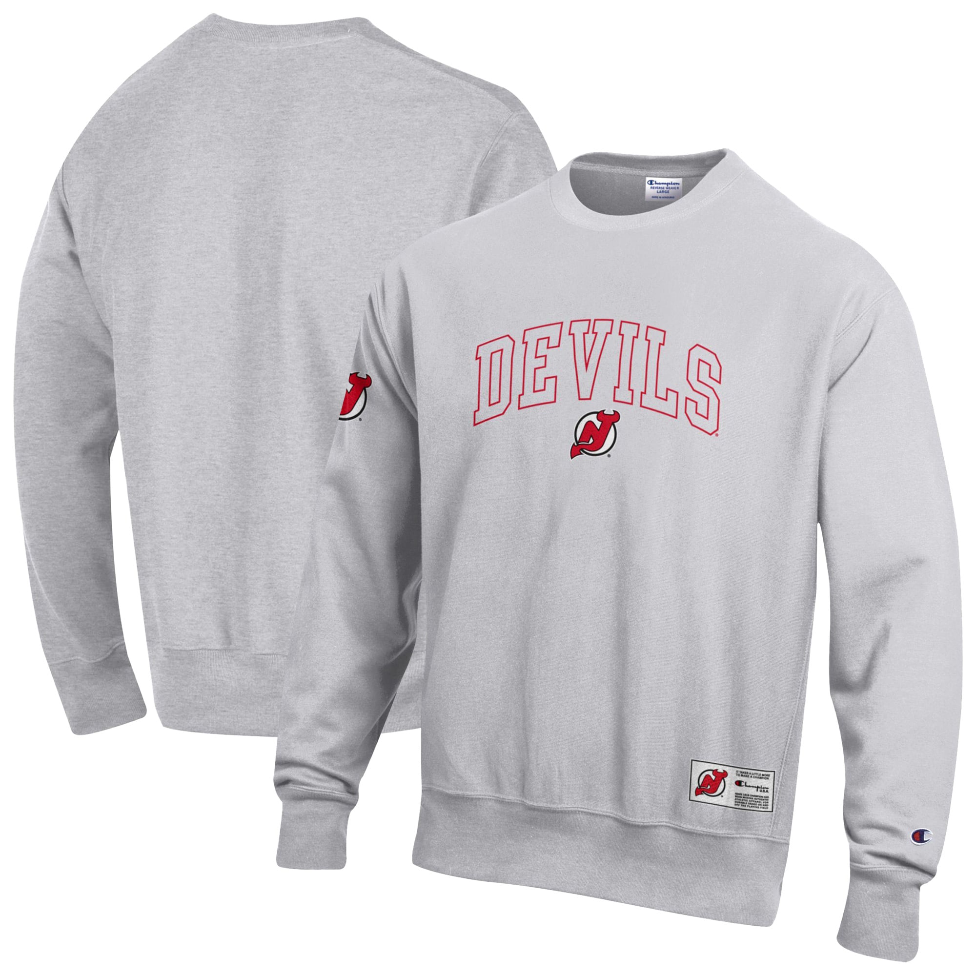 Men's Champion Gray New Jersey Devils Reverse Weave Fleece Sweatshirt
