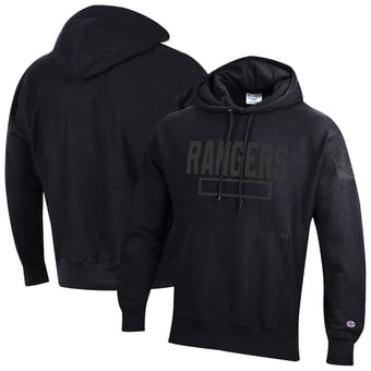 Men's Champion Black New York Rangers Tonal Reverse Weave Fleece Hoodie