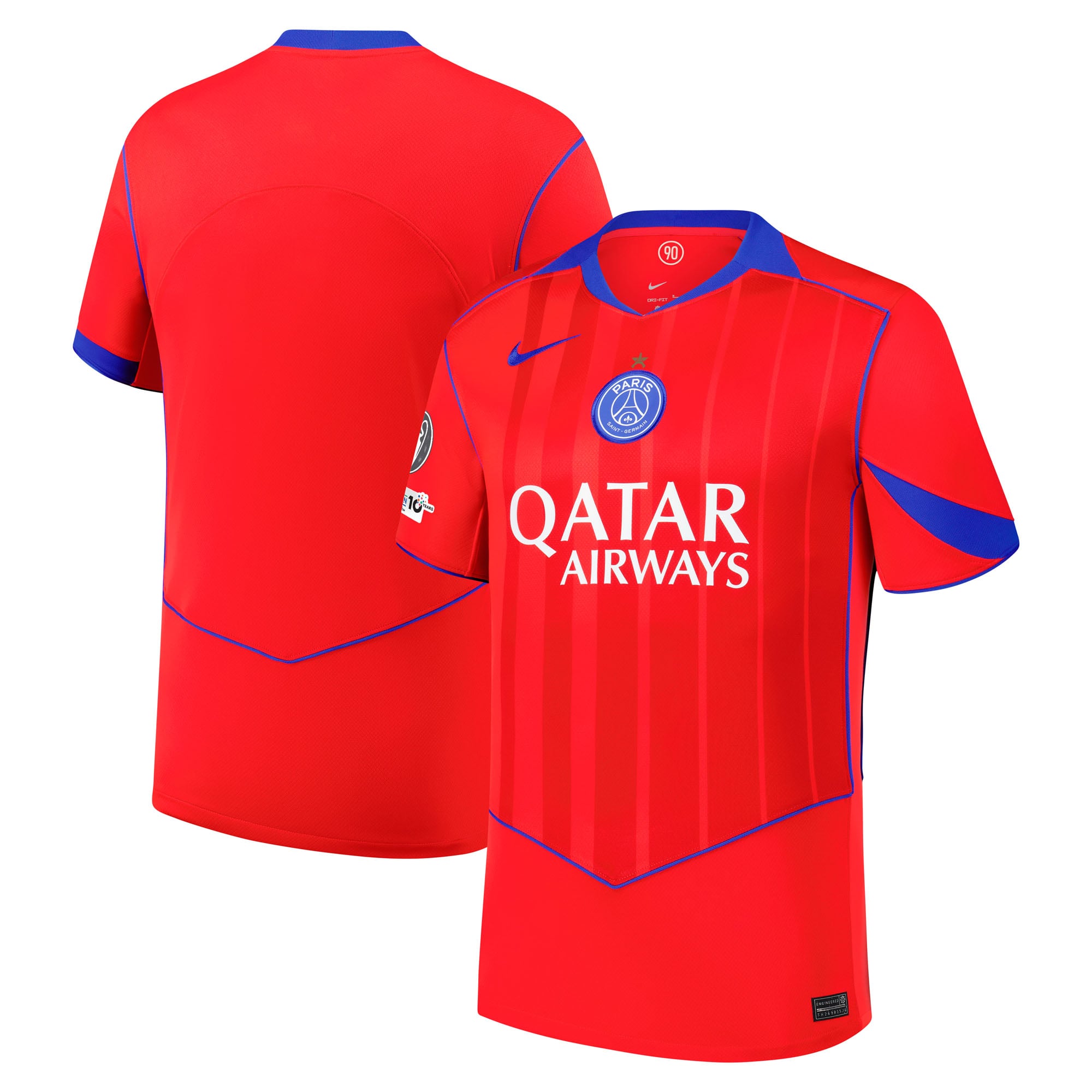 PSG Nike Stadium Ausweichtrikot 2025-26 mit Champions d'Europe und UEFA Foundation 10 Jahre Abzeichen