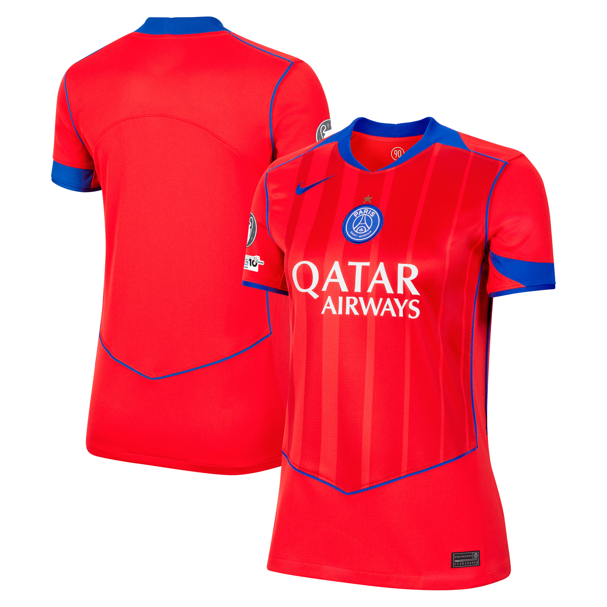 PSG Nike Stadium Ausweichtrikot 2025-26 - Damen mit Champions d'Europe und UEFA Foundation 10 Jahre Abzeichen