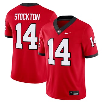 Men's Nike Gunner Stockton Red Georgia Bulldogs Home  NIL Football Game Jersey