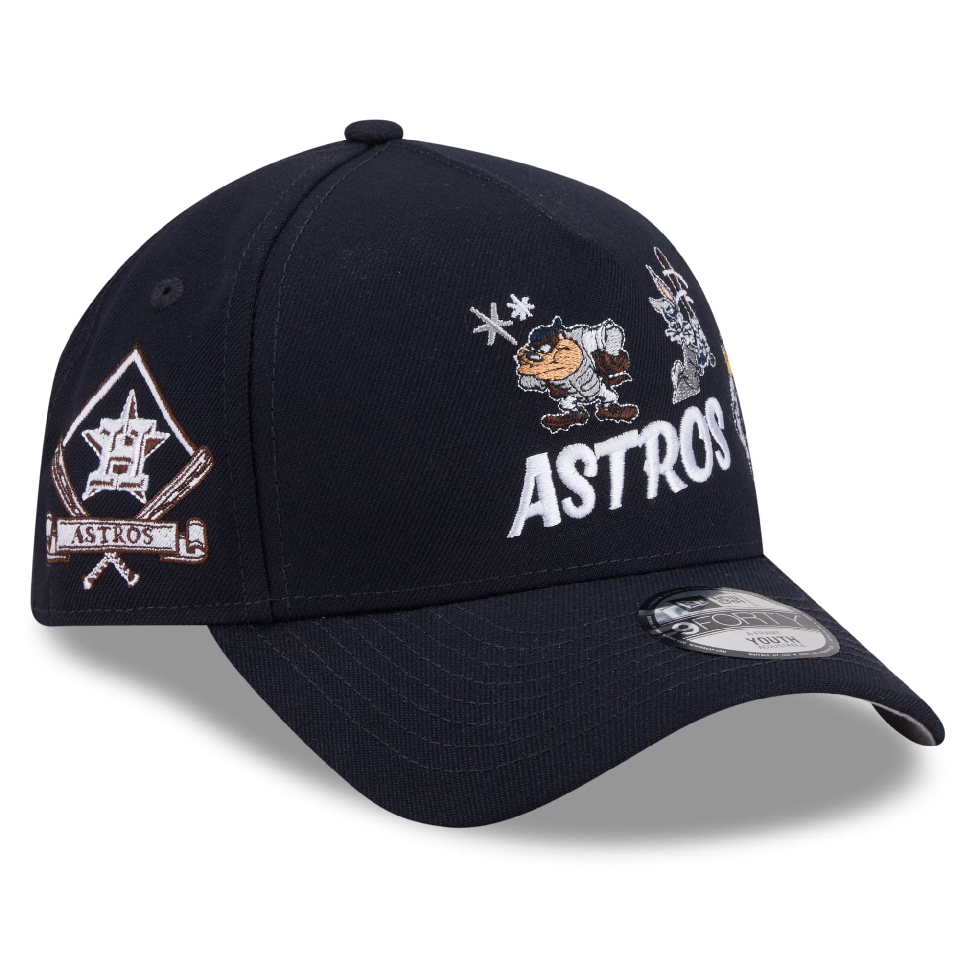 Youth New Era Navy Houston Astros Looney Tunes A-Frame 9FORTY Adjustable Hat
