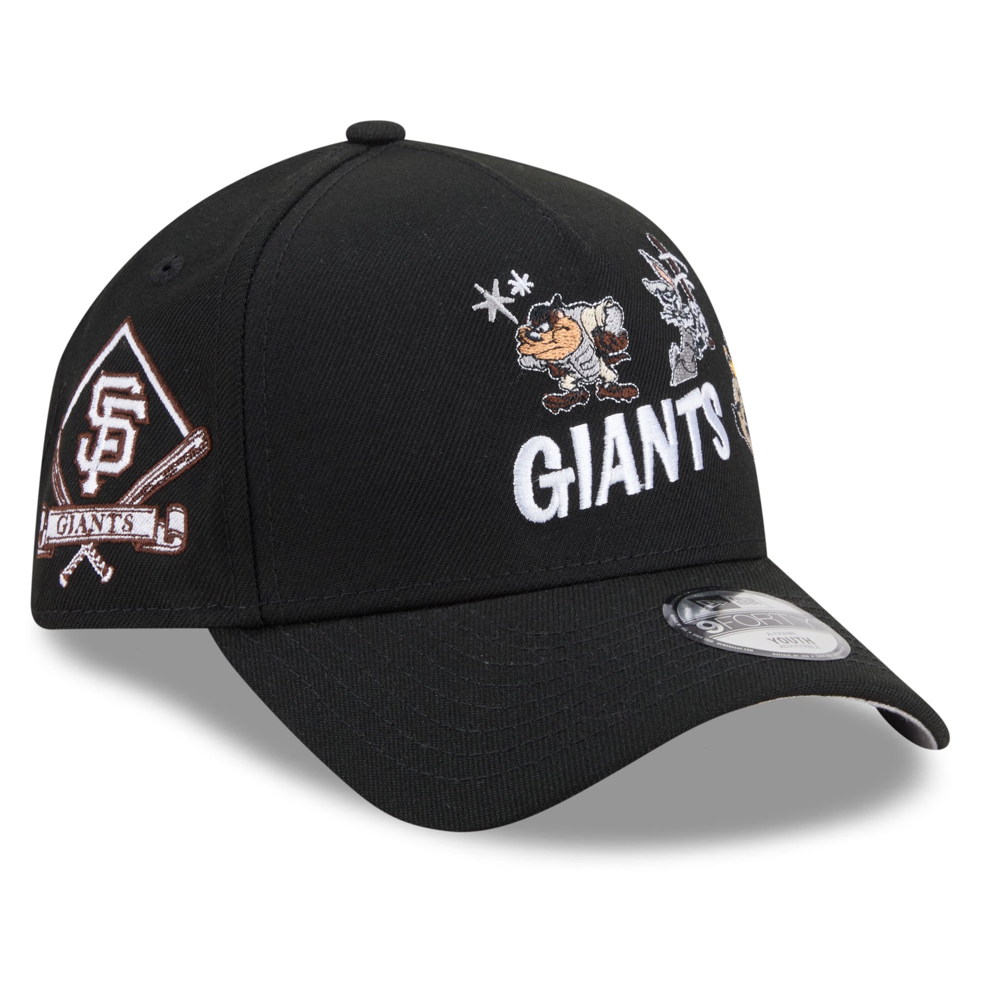 Youth New Era Black San Francisco Giants Looney Tunes A-Frame 9FORTY Adjustable Hat