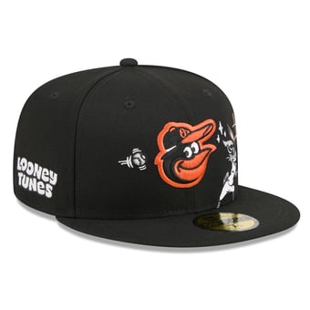 Men's New Era Black Baltimore Orioles Looney Tunes Bugs Bunny 59FIFTY Fitted Hat