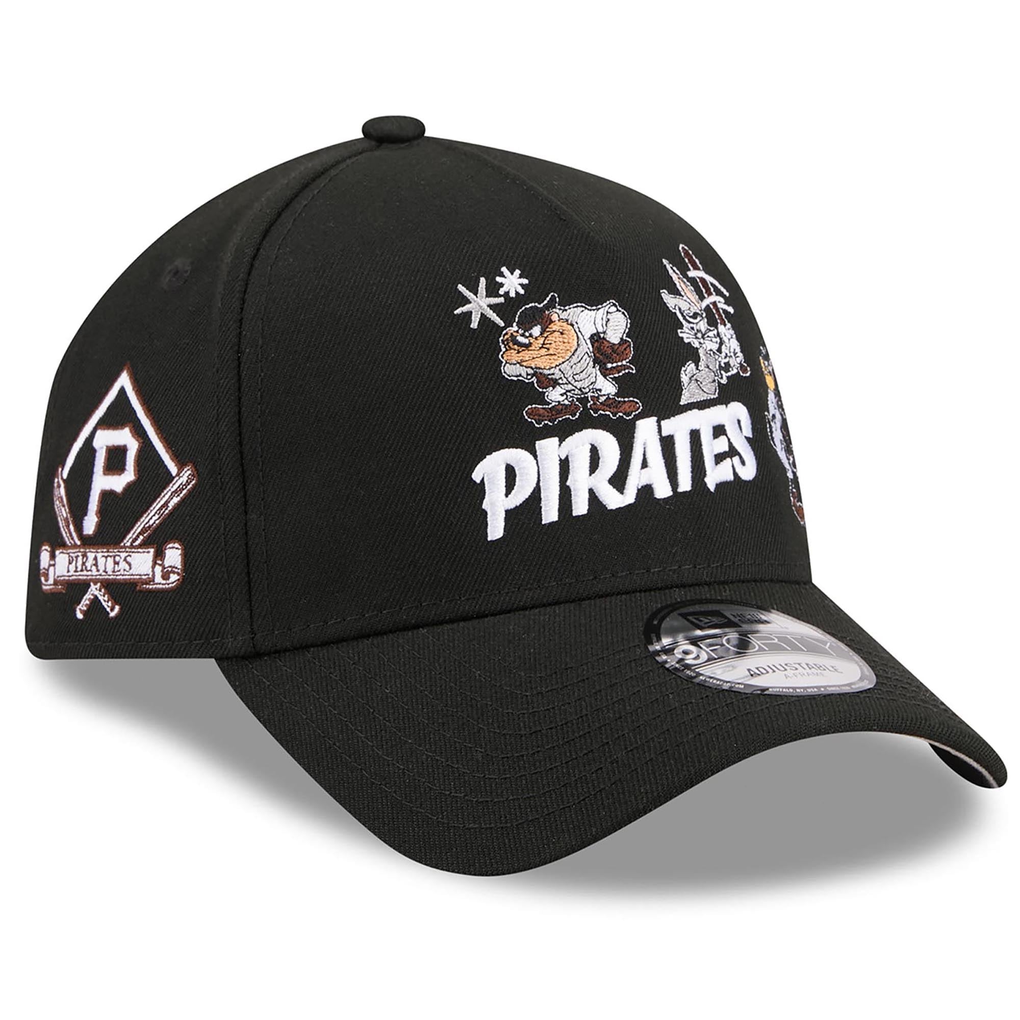 Men's New Era Black Pittsburgh Pirates Looney Tunes A-Frame 9FORTY Adjustable Hat