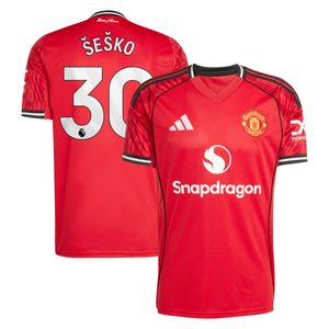 Maillot Domicile Manchester United adidas 2025-26 avec flocage Šeško 30, vue 2