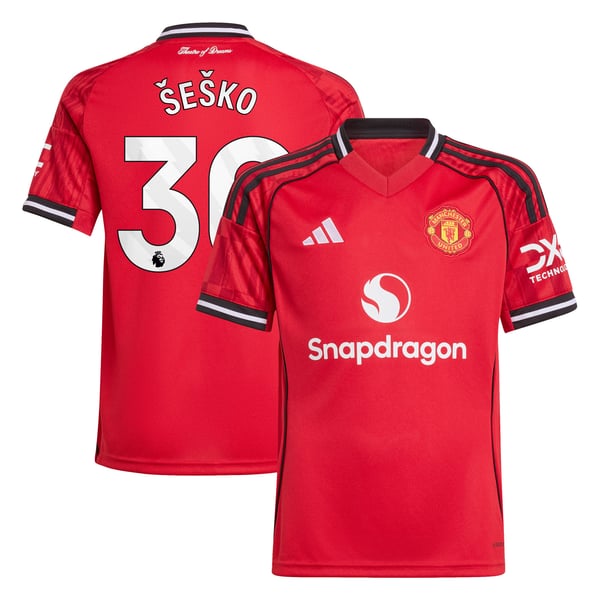 Maillot Domicile Manchester United adidas 2025-26 - Enfant avec flocage Šeško 30