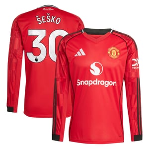 Maillot Domicile Manchester United adidas 2025-26 - Manches longues avec flocage Šeško 30, vue 2