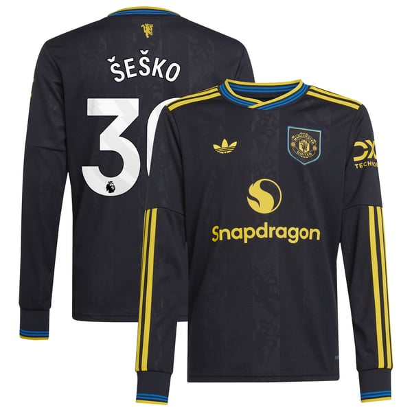 Troisième Maillot Manchester United adidas 2025-26 - Manches longues - Enfants avec flocage Šeško 30