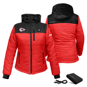 Women's ActionHeat Red/Black Kansas City Chiefs 5V Battery Heated Insulated Puffer Full-Zip Jacket