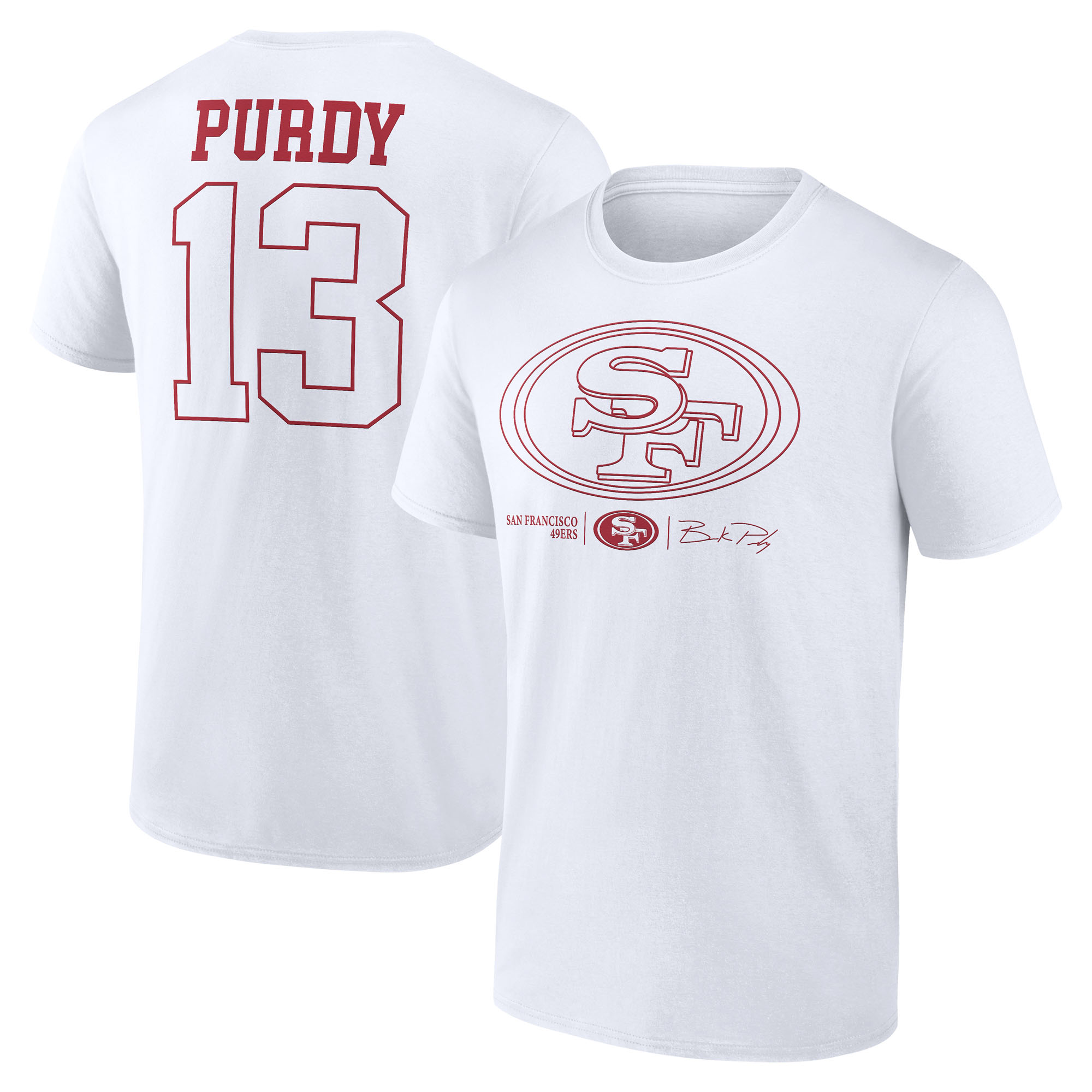 Men's Brock Purdy White San Francisco 49ers Outline Player T-Shirt