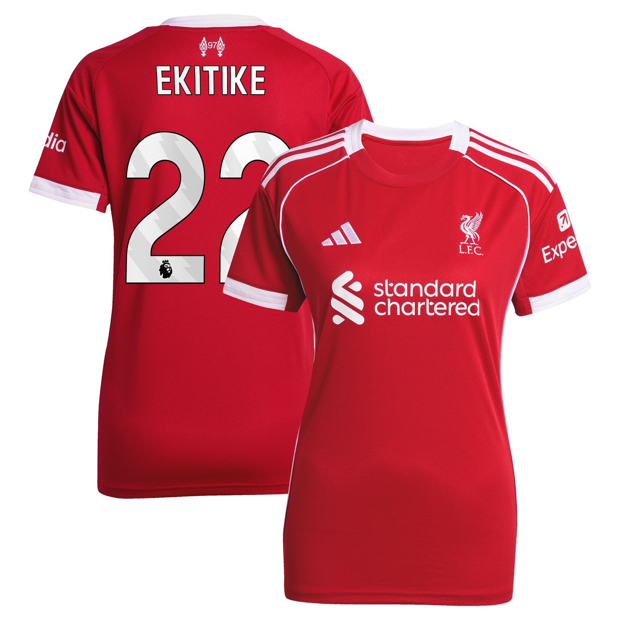 Maillot Liverpool adidas Domicile 25/26 - Femmes avec flocage Ekitike 22