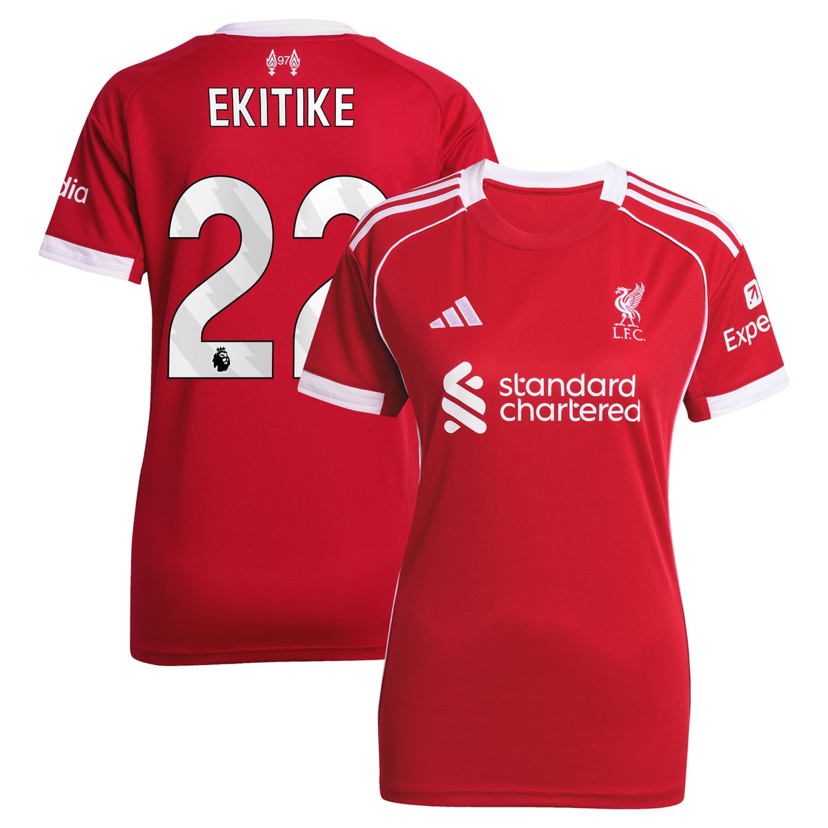 Maillot Liverpool adidas Domicile 25/26 - Femmes avec flocage Ekitike 22