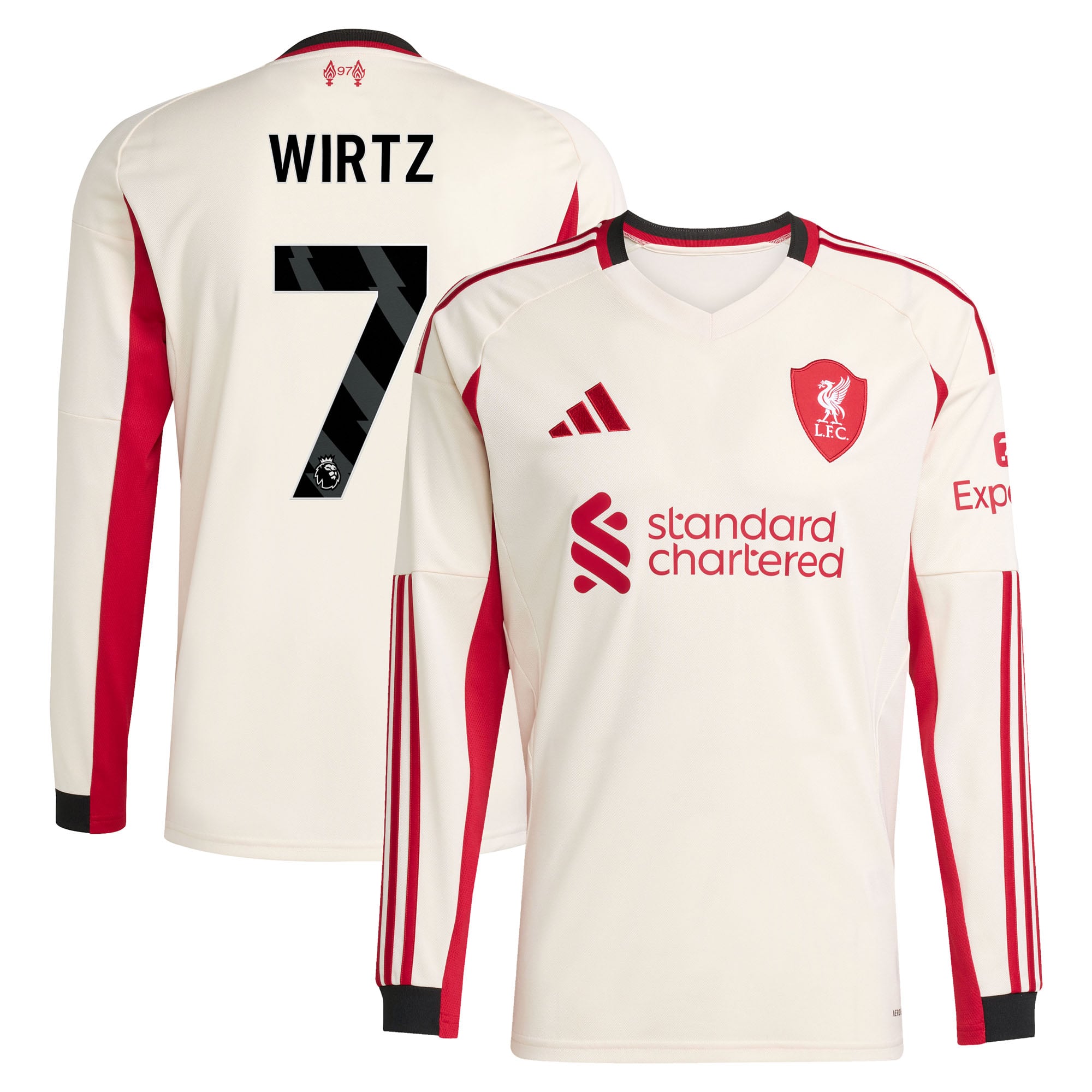 Liverpool adidas Away Shirt 2025-26 - Long Sleeve with Wirtz 7 printing