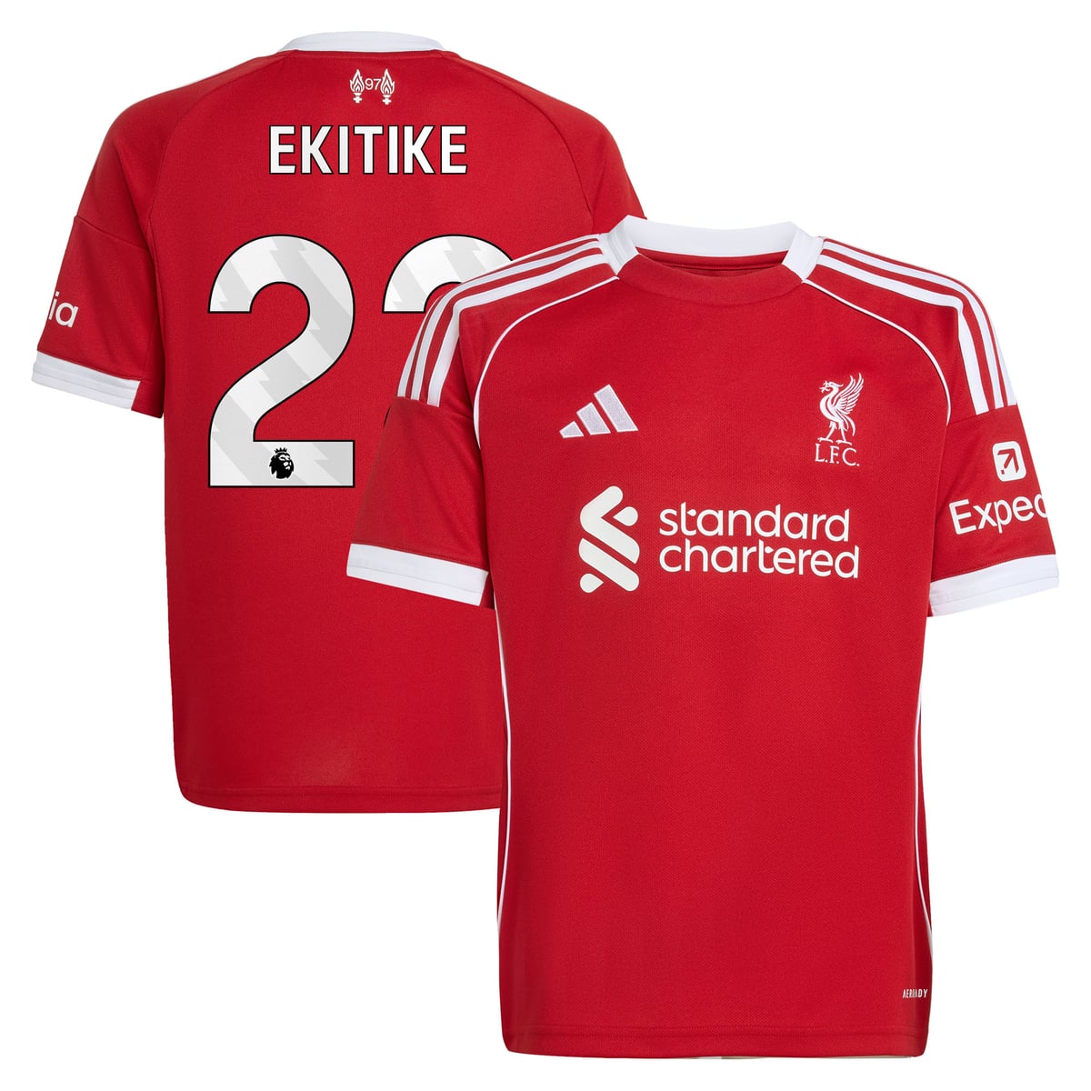 Maillot Liverpool adidas Domicile 25/26 - Enfant avec flocage Ekitike 22