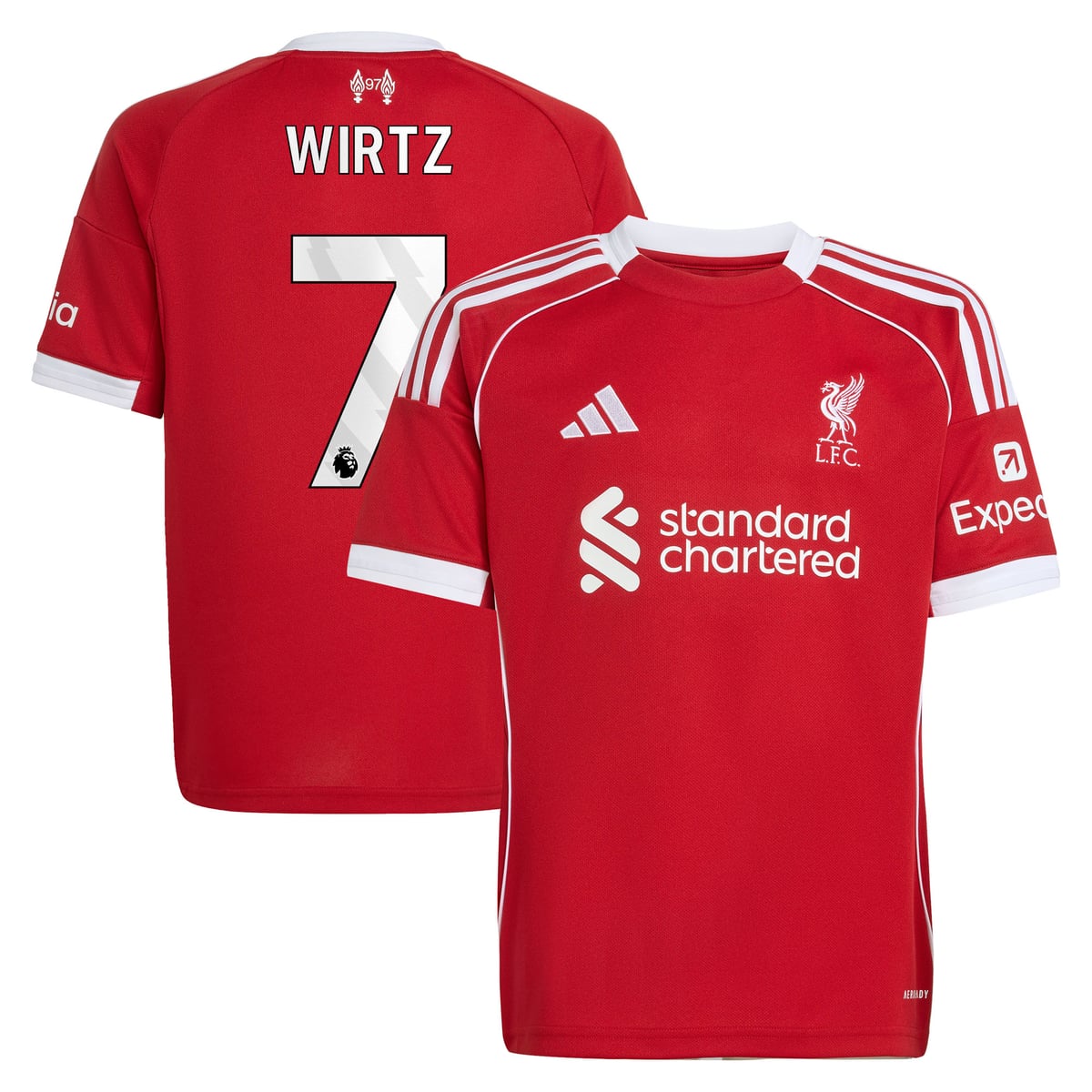 Maillot Liverpool adidas Domicile 25/26 - Enfant avec flocage Wirtz 7