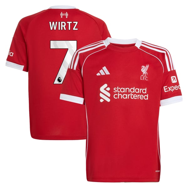 Maillot Liverpool adidas Domicile 25/26 - Enfant avec flocage Wirtz 7