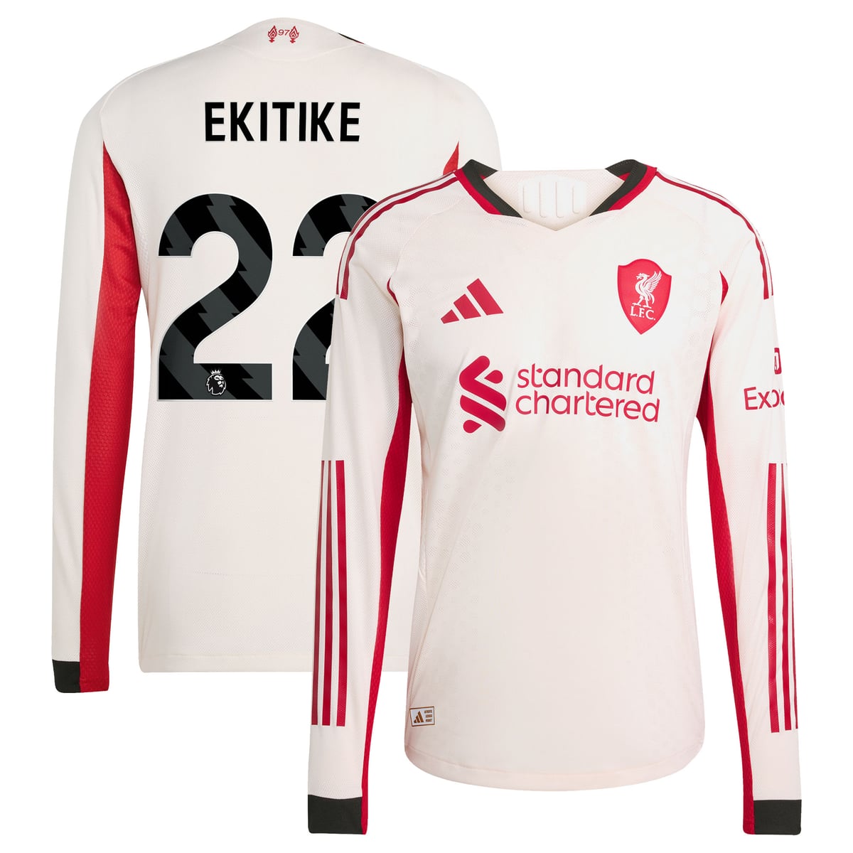Maillot Authentique adidas Liverpool Extérieur 25/26 - Manches Longues avec flocage Ekitike 22