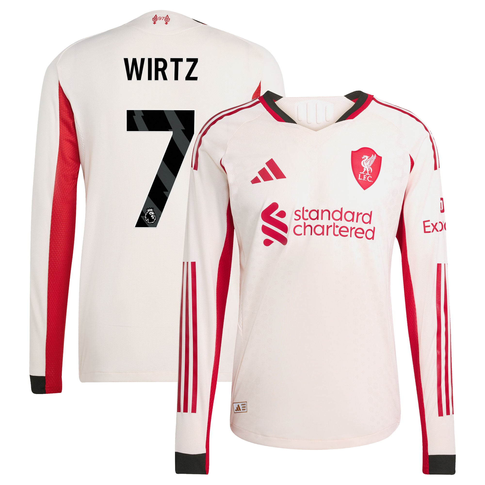 Maillot Authentique adidas Liverpool Extérieur 25/26 - Manches Longues avec flocage Wirtz 7