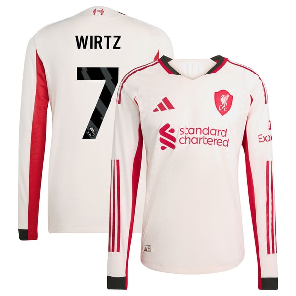Maillot Authentique adidas Liverpool Extérieur 25/26 - Manches Longues avec flocage Wirtz 7
