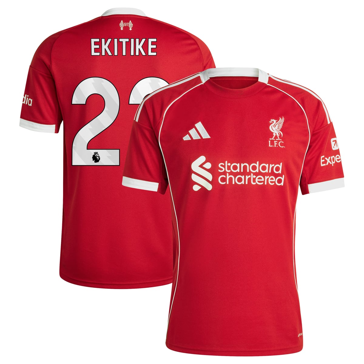 Maillot Liverpool adidas Domicile 25/26 avec flocage Ekitike 22
