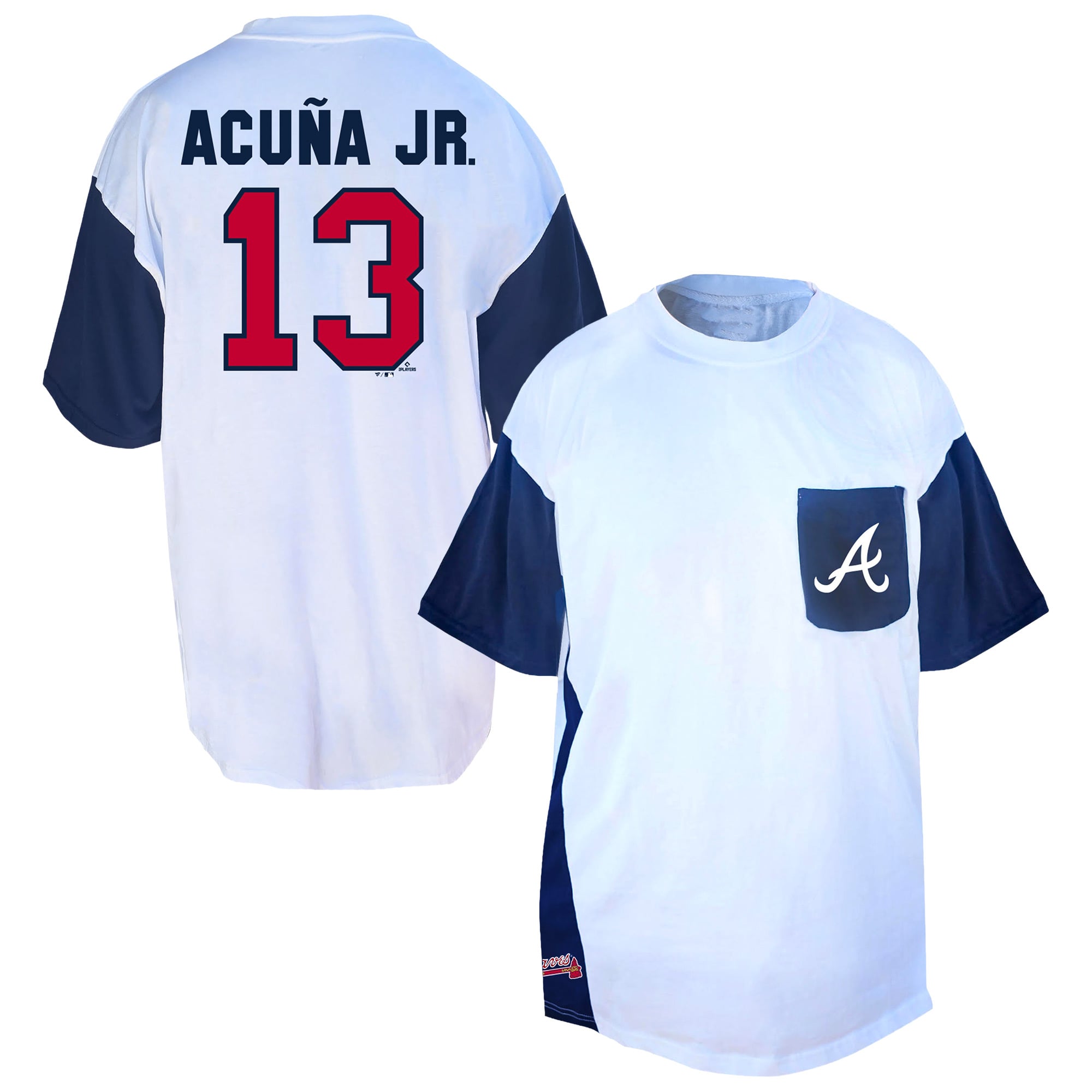 Men's Profile Ronald Acuña Jr. White/Navy Atlanta Braves Big & Tall Player Name & Number T-Shirt