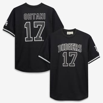 Men's Fanatics Shohei Ohtani Black/White Los Angeles Dodgers Big & Tall Heavyweight Mesh Jersey