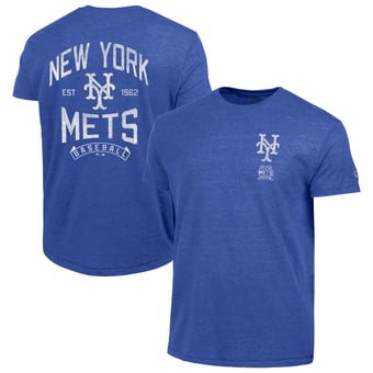 Men's Champion Royal New York Mets Vintage 3-Hit Tri-Blend T-Shirt