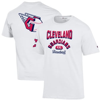 Men's Champion White Cleveland Guardians 3-Hit Jersey T-Shirt