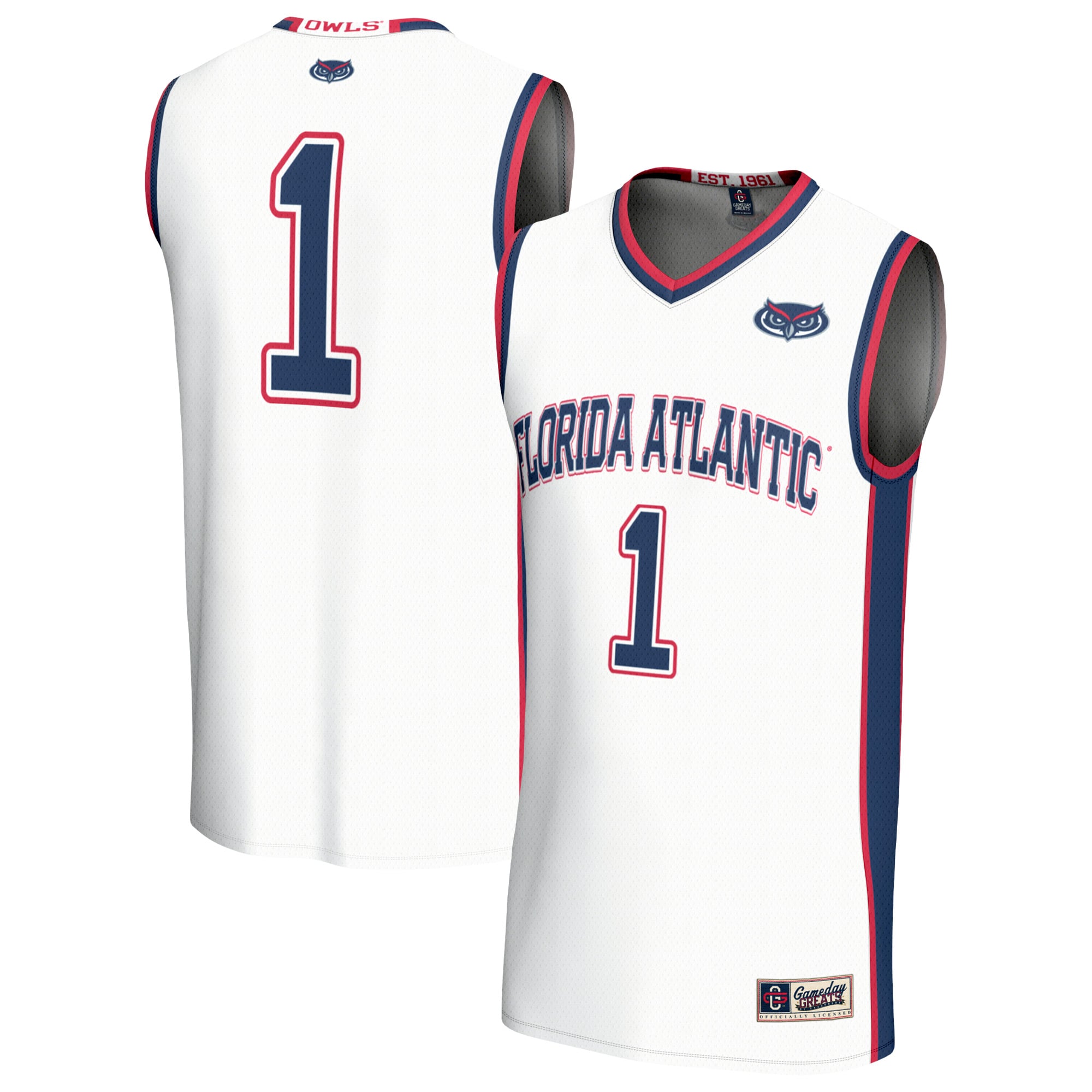 Youth GameDay Greats #1 White Florida Atlantic Owls Lightweight Basketball Jersey