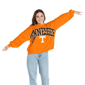 Women's Pressbox Tennessee Orange Tennessee Volunteers Oversized Janice Waist-Length Sweatshirt
