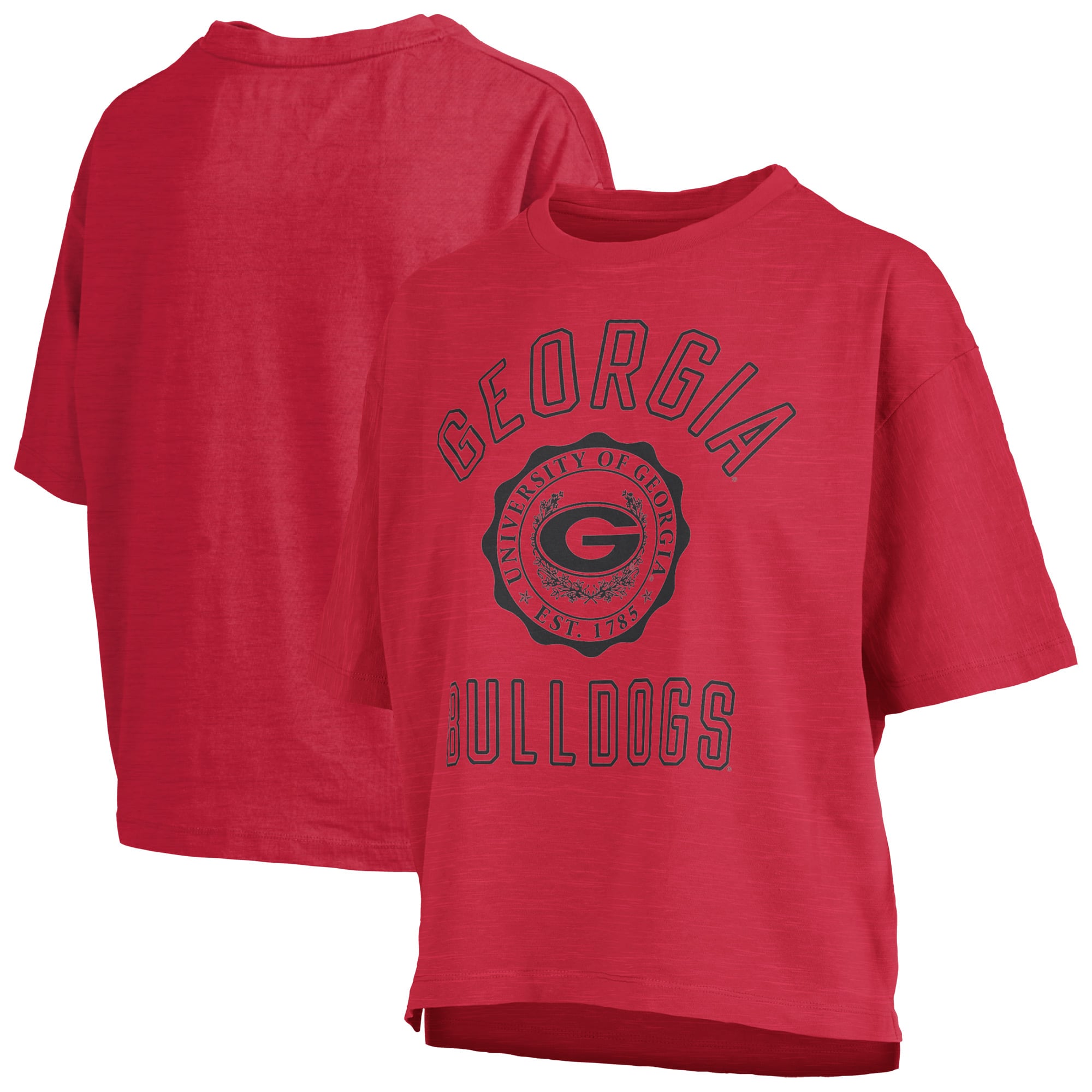 Women's Pressbox Red Georgia Bulldogs Motley Crew Bishop Waist Length Oversized Slub T-Shirt