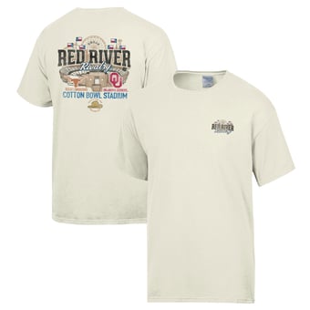 Men's ComfortWash Cream Texas Longhorns vs. Oklahoma Sooners Red River Rivalry Stadium Match Up T-Shirt