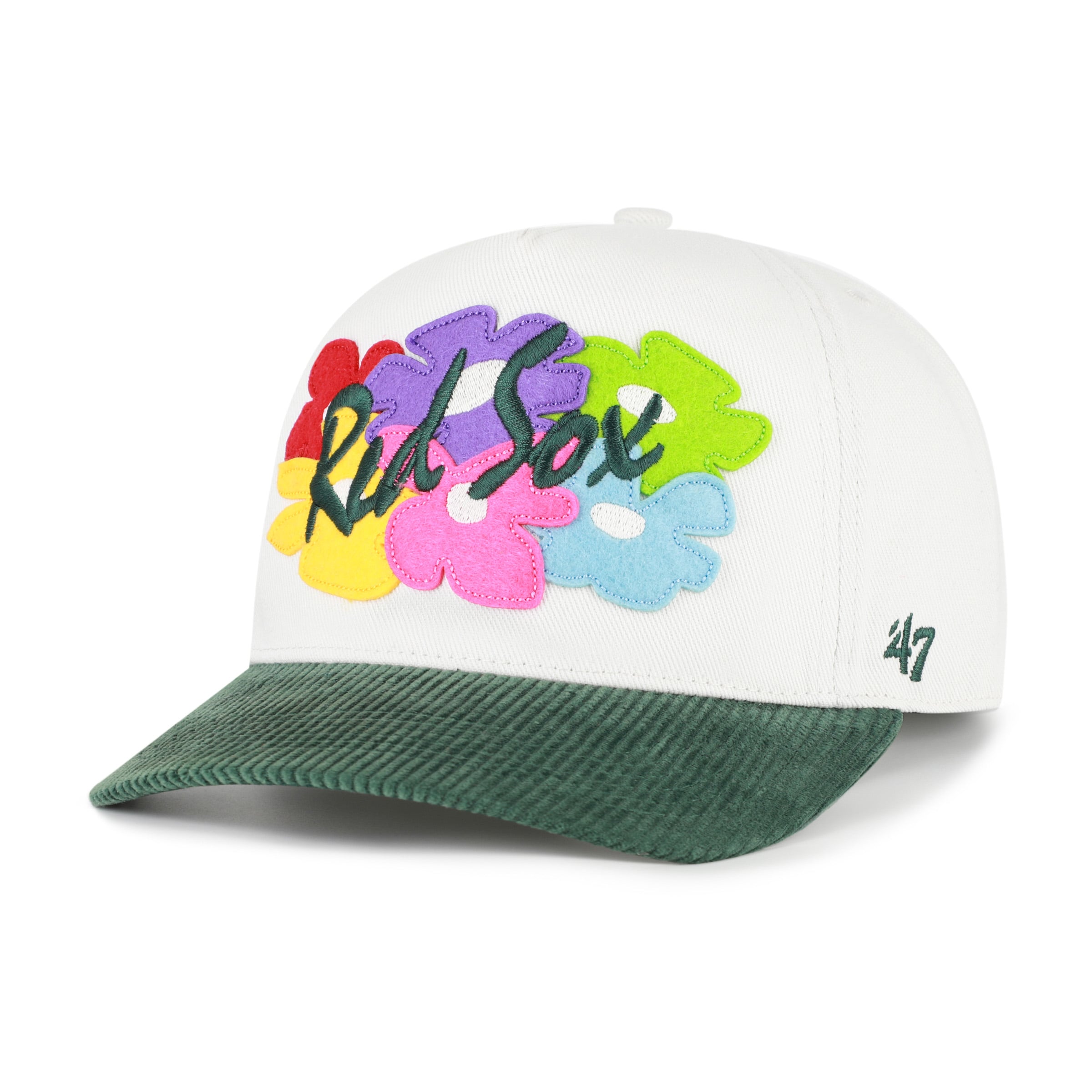 Men's '47 White/Green Boston Red Sox Flora Gallery Hitch Adjustable Hat